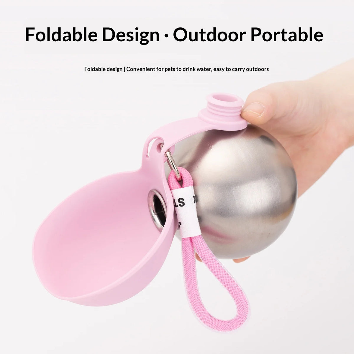 Bebedero Portátil de Acero Inoxidable con Bowl Plegable de Silicona para Perros y Gatos