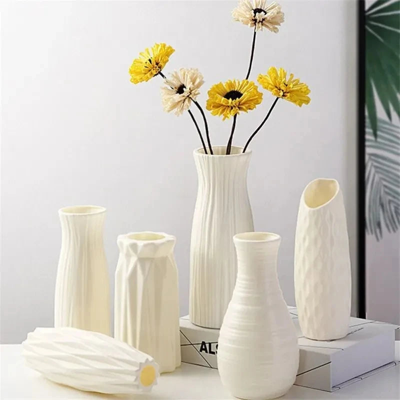 Florero de Plástico Nórdico Compacto para Flores y Decoración