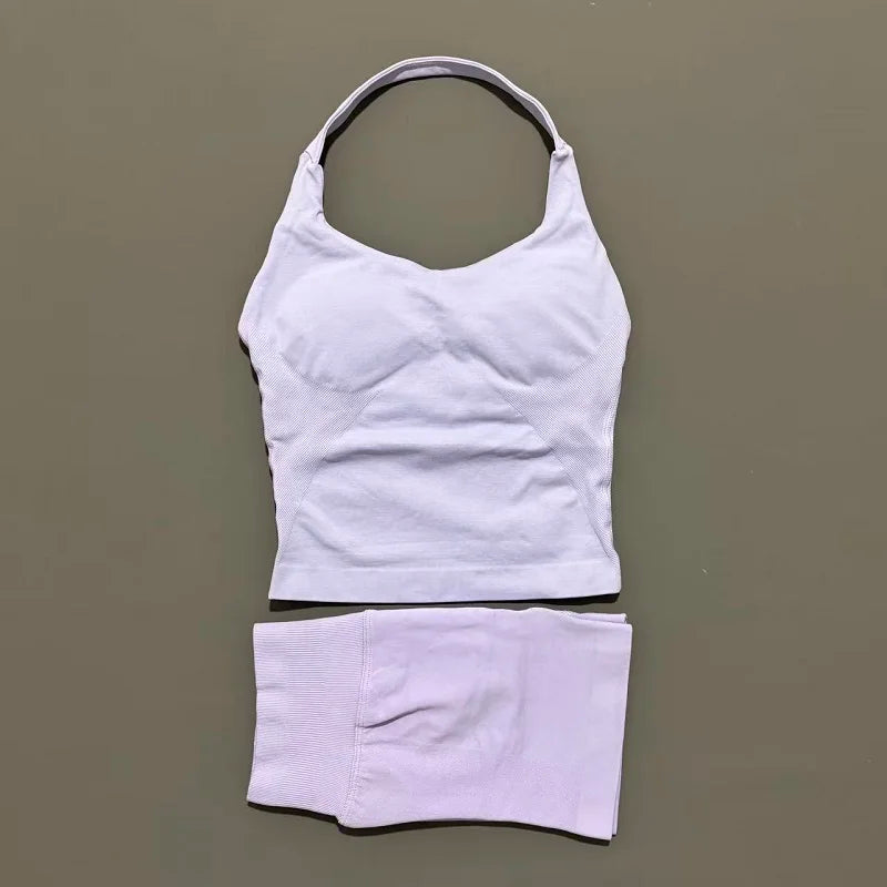 Conjunto Deportivo de 2 Piezas Top Halter y Short Modelador para Mujer