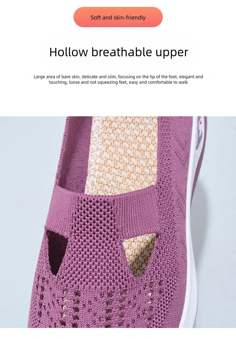 Zapatillas de mujer tejidas, livianas y transpirables