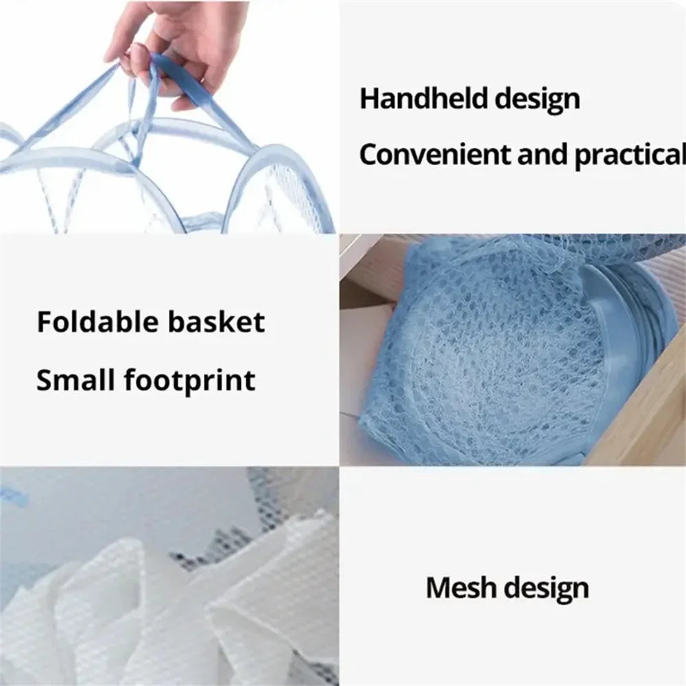 Canasto Plegable para Ropa Sucia con Funda de Malla