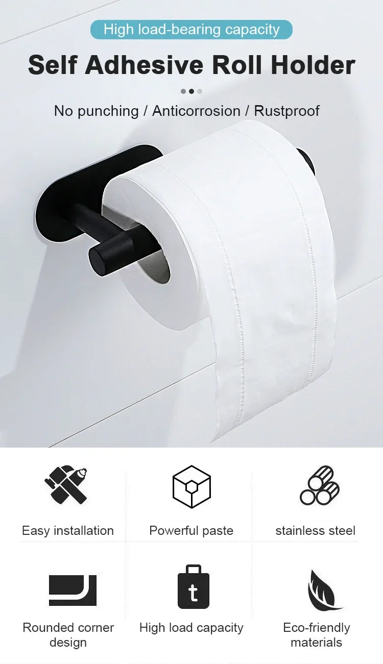 Portarrollos de Pared Autoadhesivo de Acero Inoxidable para Cocina y Baño