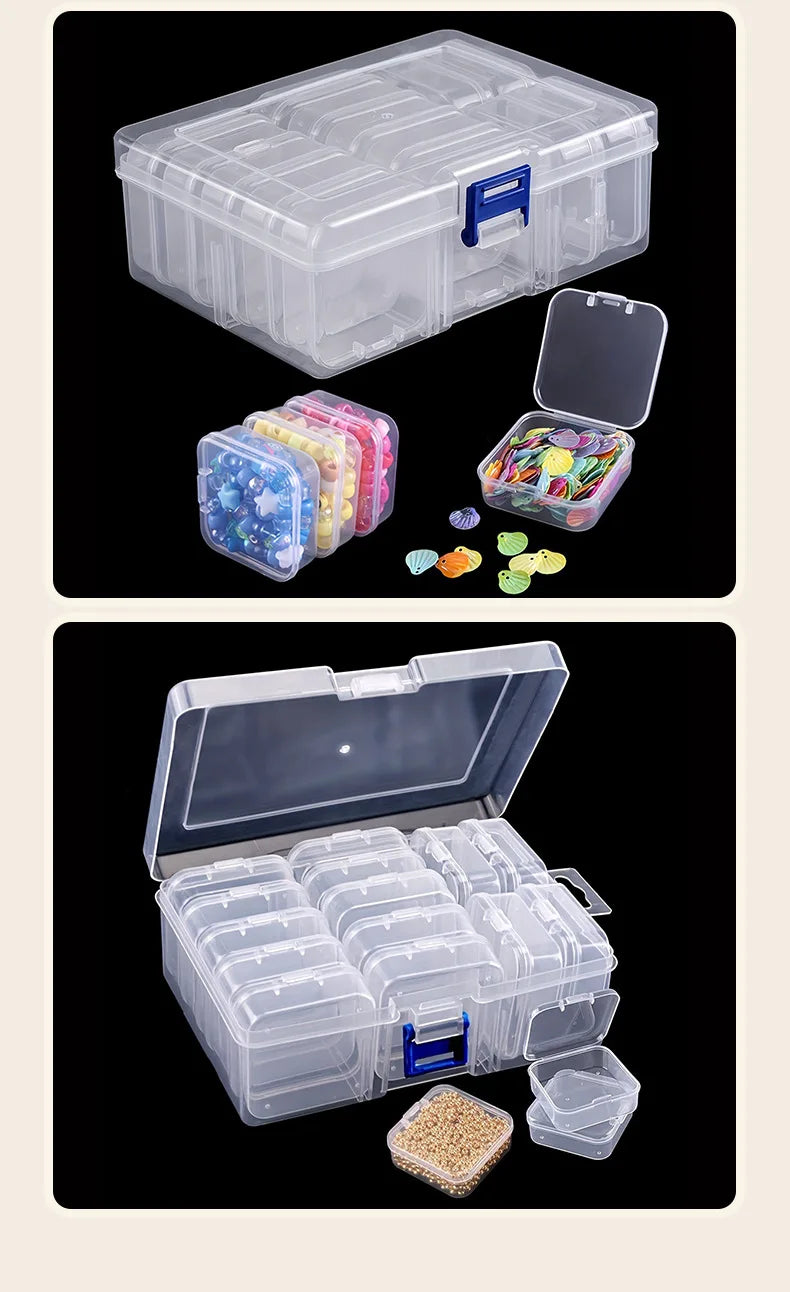 Caja Organizadora Transparente con Compartimentos para Bijouterie y Objetos Pequeños