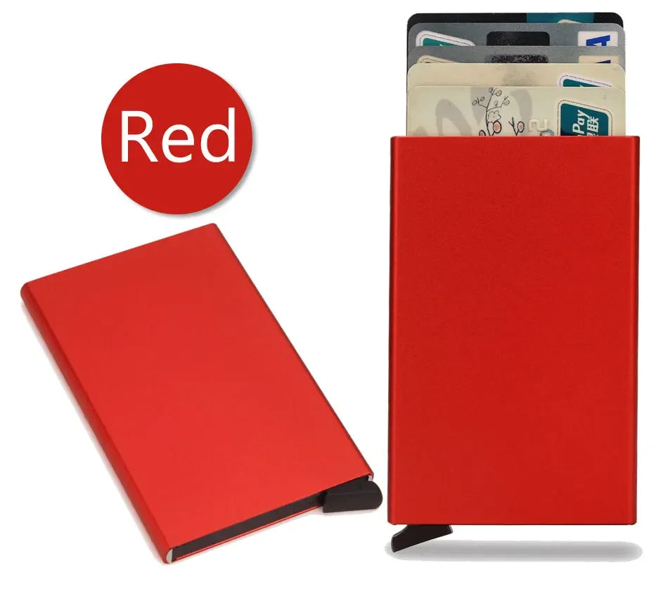 Tarjetero RFID de Metal Ultra Fino con Apertura Pop Up