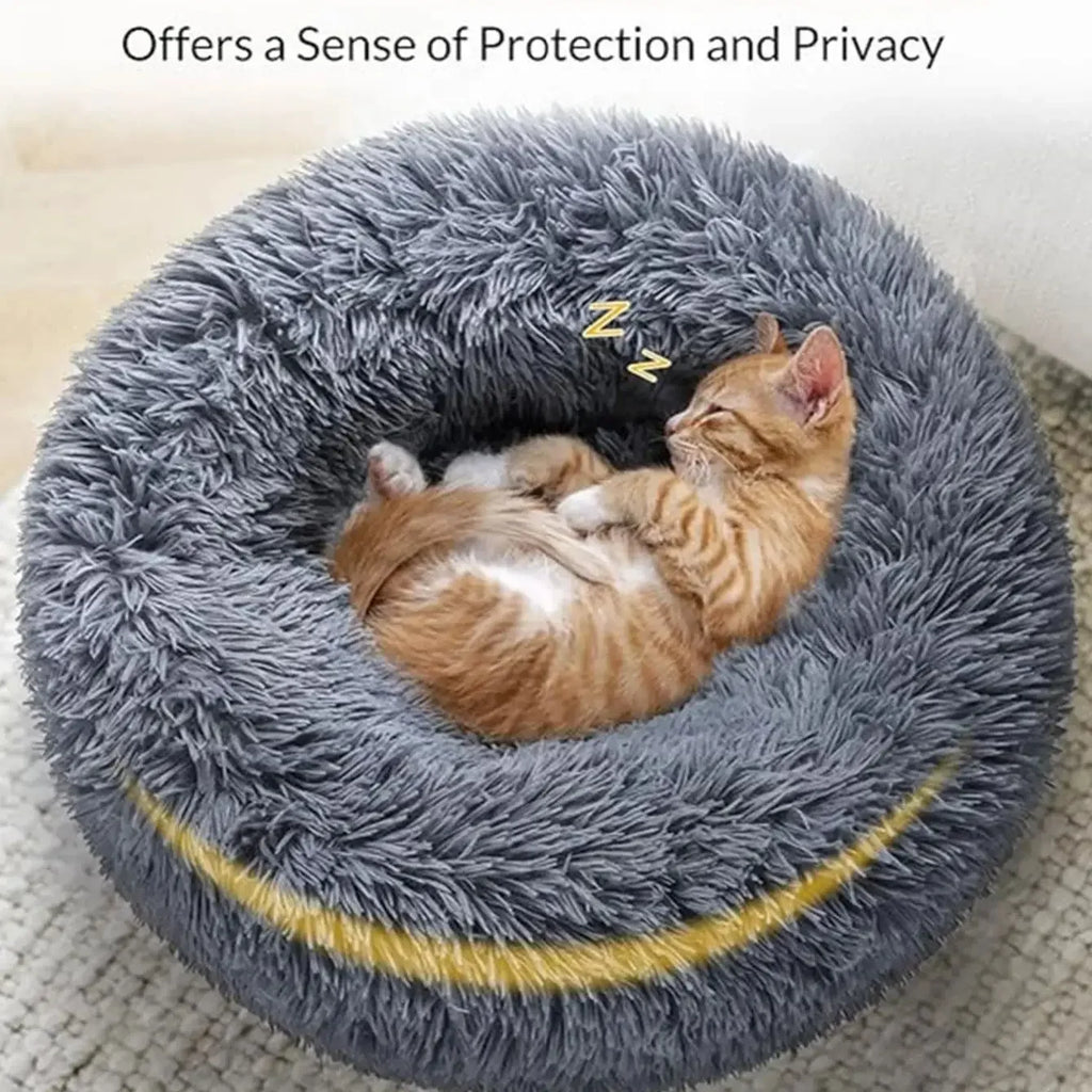Cama Redonda de Peluche Suave para Perros y Gatos, 6 Tamaños